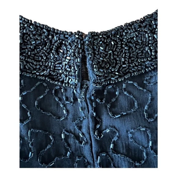 Laurence Kazar NY 100% Silk Shell Black Sequin  Beaded Cocktail Dress Size M - Picture 13 of 13